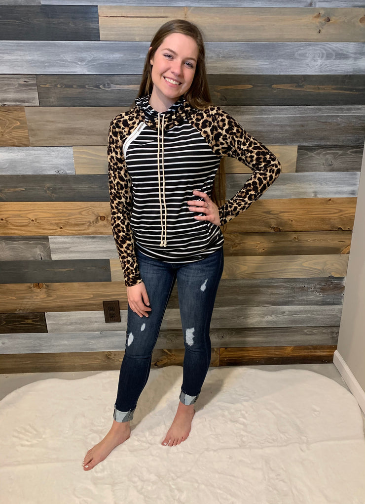 Christy Striped Leopard Hoodie