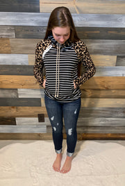 Christy Striped Leopard Hoodie