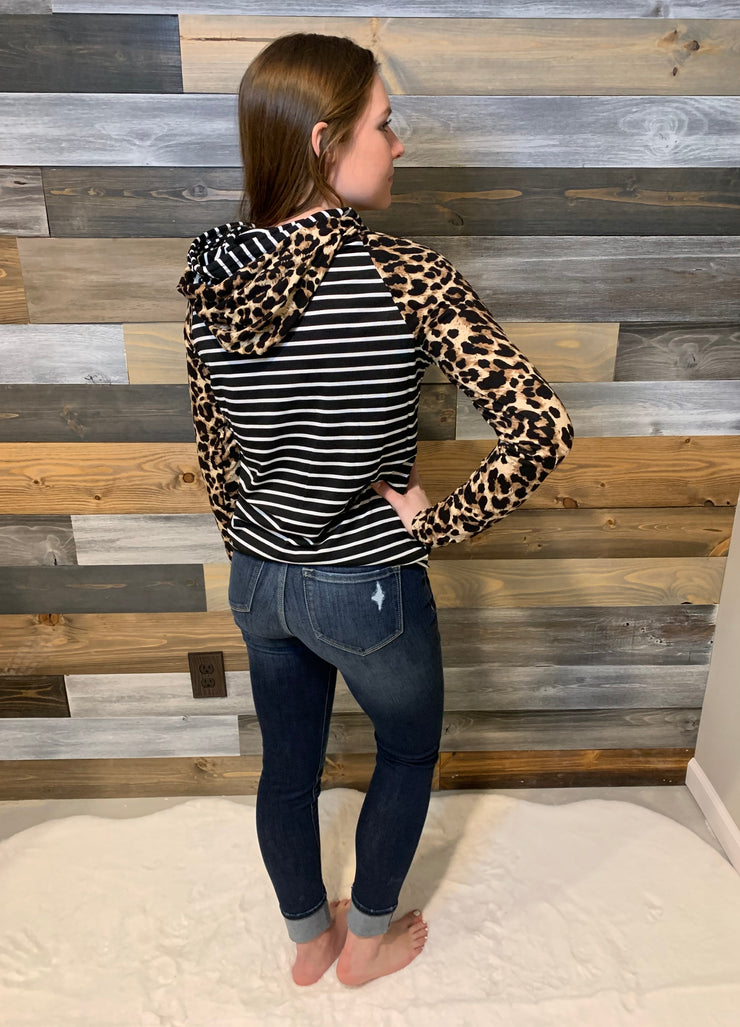 Christy Striped Leopard Hoodie