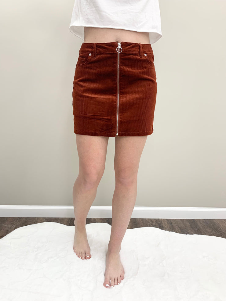 Autumn Rust Corduroy Skirt